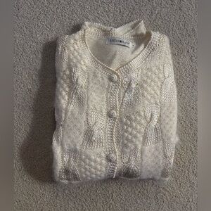 Vintage Angora Wool Cardigan Parisian Cream Knit Grandmacore Soft Luxury sweater